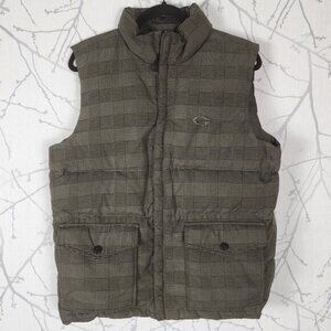 Gotcha Glacier Green Plaid Reversible Full Zip Down Filled Vest